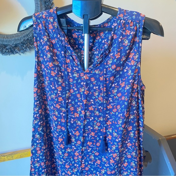 Floral Blue Sleeveless Dress - Picture 1 of 5